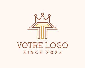 Royalty - Minimalist Outline Letter T Crown logo design