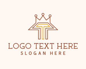 Minimalist Outline Letter T Crown  Logo