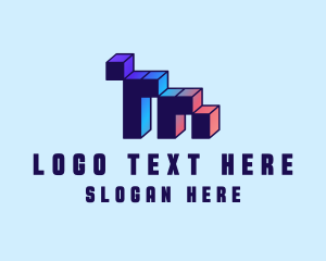Block - Bar Graph Level logo design
