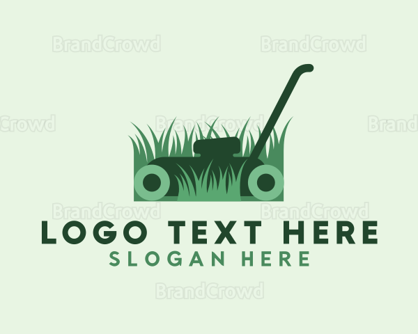 Green Lawn Mower Gardening Logo