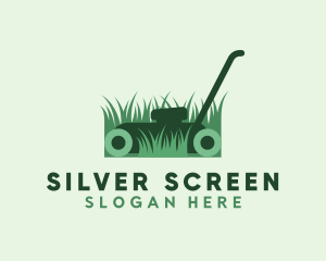 Green Lawn Mower Gardening Logo