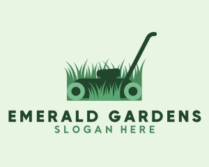 Green Lawn Mower Gardening logo design