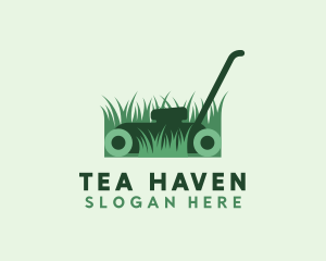 Green Lawn Mower Gardening logo design