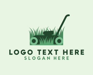Lawn Care - Green Lawn Mower Gardening logo design