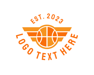 Basketball Ball - Basketball Wing Emblem logo design