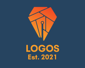 Puzzle - Orange Pen Puzzle logo design