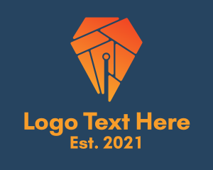 Fountain Pen - Orange Pen Puzzle logo design