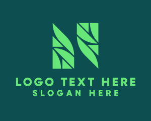 Stained Glass - Green Garden Letter N logo design