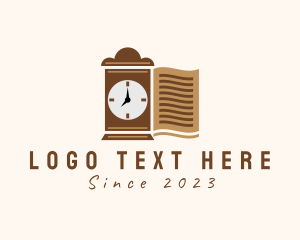 Tutorial Center - Book Vintage Clock logo design