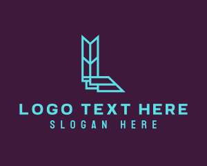 Geometric Outline Letter L Tech logo design