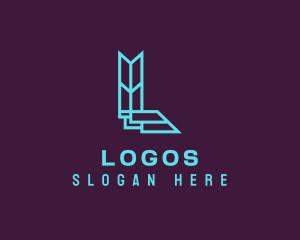 Geometric Outline Letter L Tech logo design
