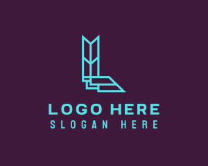 Geometric Outline Letter L Tech logo design