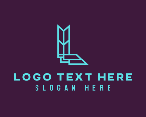 Geometric - Geometric Outline Letter L Tech logo design