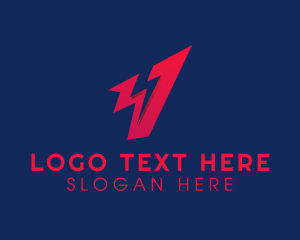 Lightning - Red Lightning Letter V logo design