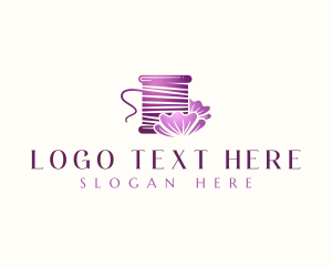 Sew - Flower Sewing Spool logo design