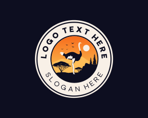 Ostrich Safari Zoo Logo