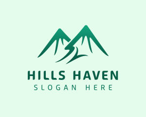 Green Alpine Mountain logo design