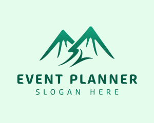 Hiker - Green Alpine Mountain logo design