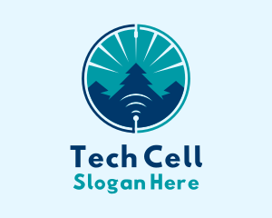 Cellular - Forest Tree Signal logo design