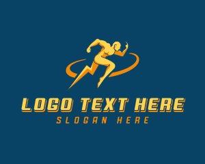 Running - Thunderbolt Fast Runner logo design
