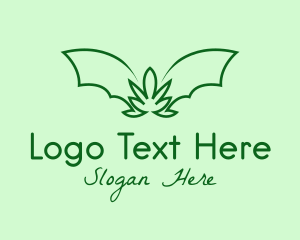 High - Green Bat Marijuana logo design