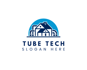 Tube - House Pipe Plumbing logo design