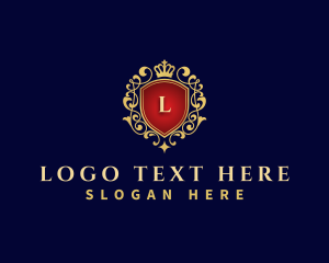 Fleur De Lis - Decorative Crown Shield logo design