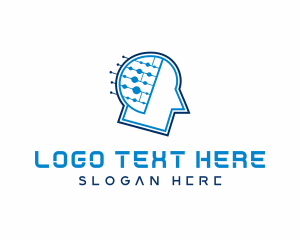 Digital AI Brain logo design