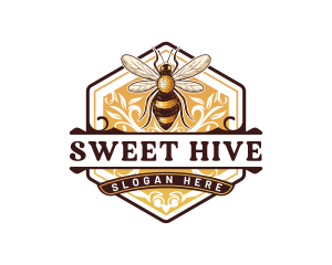 Organic Honey Bee Hive logo design