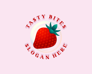 Flavor - Sweet Strawberry Fruit logo design