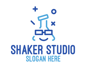 Shaker - Blue Stroke Flask logo design