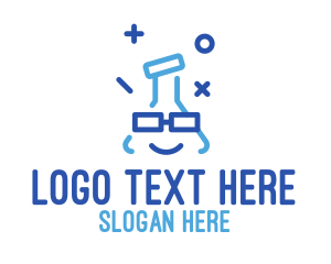 Eyeglass - Blue Stroke Flask logo design