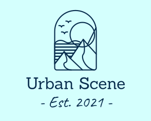 Scene - Sun Mountain Landscape logo design
