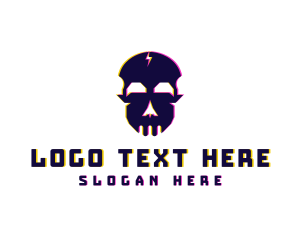 Glitch - Gaming Skull Anaglyph logo design