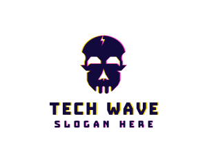 Techno - Gaming Skull Anaglyph logo design