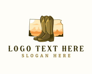 Map - Kansas Cowboy Boots logo design