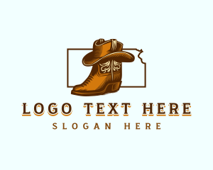 Map - Cowboy Boots Hat logo design