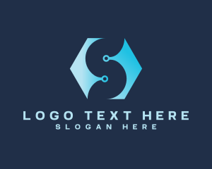 Letter S - Technology Circuit Hexagon logo design