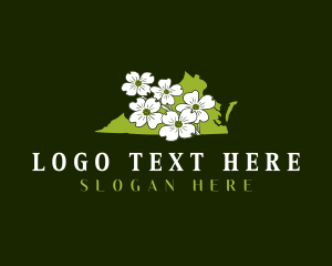 Map - Virginia American Dogwood Flower logo design