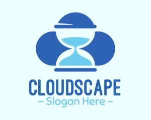 Blue Hourglass Cloud logo design