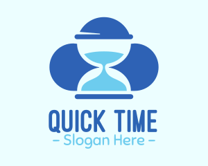 Minute - Blue Hourglass Cloud logo design