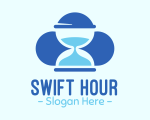 Blue Hourglass Cloud logo design