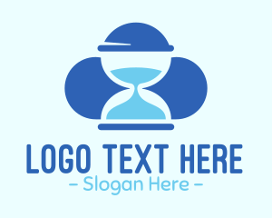 Hour - Blue Hourglass Cloud logo design