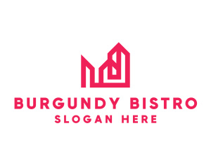 Burgundy - Red Line Geometry Building logo design