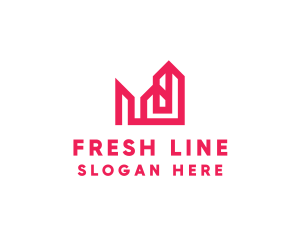 Line - Red Line Geometry Building logo design