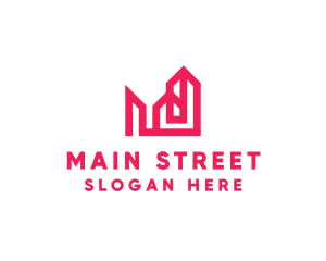 Town - Red Line Geometry Building logo design