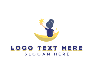 Floatie - Young Boy Moon logo design