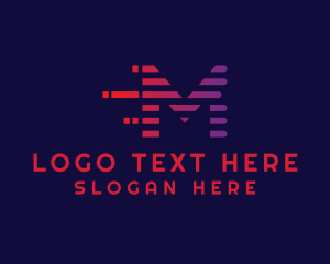 Glitch - Static Motion Letter M logo design