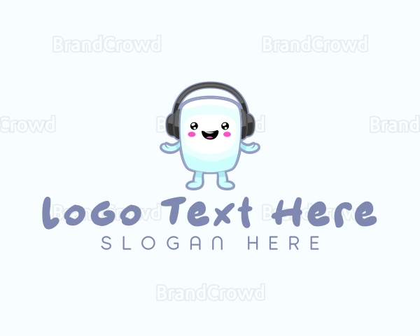 Cute Marshmallow Headphones Logo