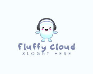 Marshmallow - Cute Marshmallow Headphones logo design